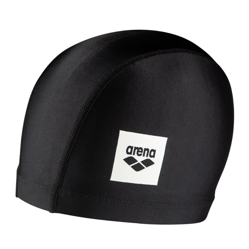 An Arena Unix II Black/Sliver Swim Cap