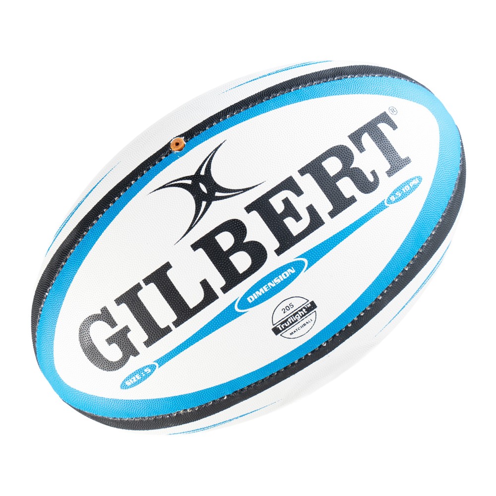 A Gilbert Dimension Match Blue/Black Rugby Bal