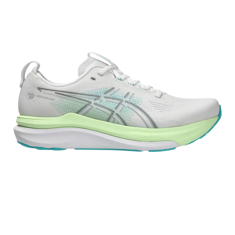 Asics Gel-Kayano 33 Men's Running Shoes - White/Energy Aqua